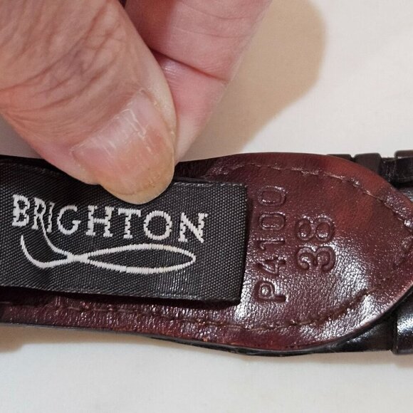 Brighton Men's Brown & Black Leather Braided Belt size 38 P4100 - Picture 3 of 11